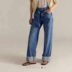 wide leg cuffed jeans